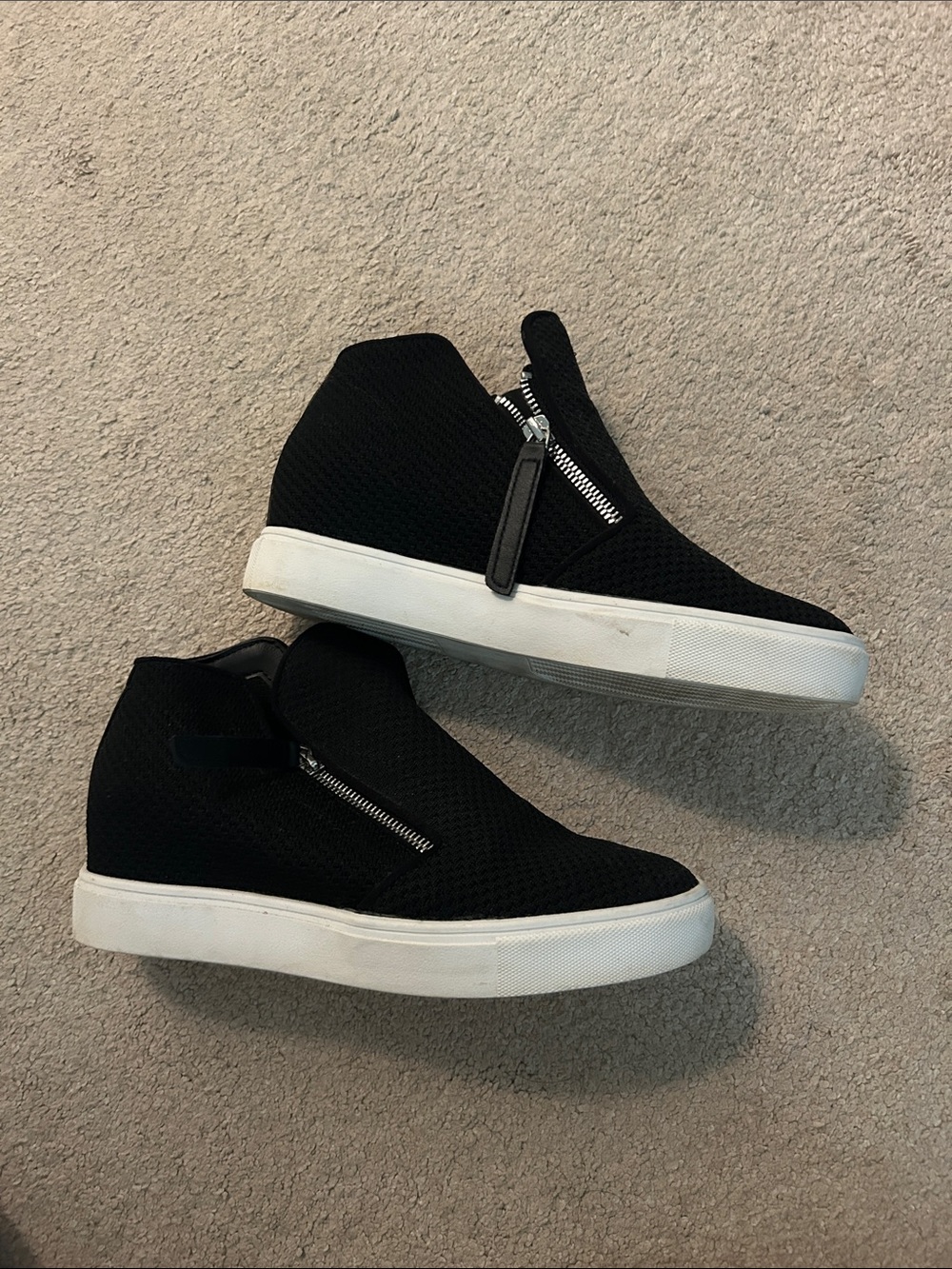 Steve Madden Black Knit High-Top Sneakers with White Platform